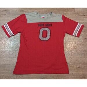 VINTAGE Nike Team Ohio State Shirt Womens Large Red OSU Buckeyes Crew Neck Adult